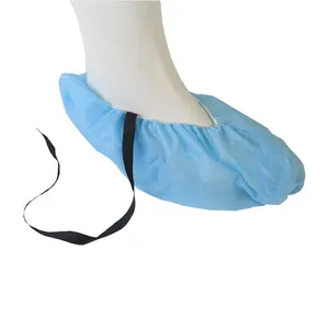 3Q蓝色防滑无纺布洁净室防尘一次性靴鞋套，带医疗设施实验室领带