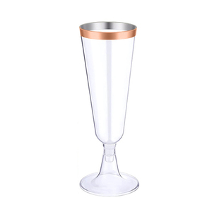 Copas de Champán Desechables de Plástico PS con Borde Dorado Plateado, Juego de 25 Piezas, 4.7oz/150ml, para Bodas y Fiestas - Product Image 3