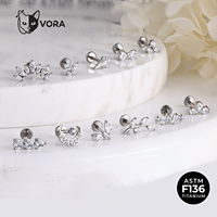 Vente en gros usine – Boucles d'oreilles en titane ASTM F136, labrets et clous de styles variés, à filetage interne, bijoux de piercing tendance pour le corps