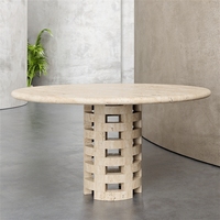 Table à manger unique à texture de béton travertin de qualité supérieure Table basse pour meubles en marbre naturel