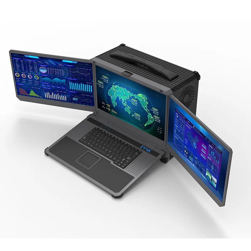 고성능 트리플 스크린 휴대용 견고한 산업용 노트북 컴퓨터 섀시 7 슬롯이있는 Xeon 그래픽 모바일 워크스테이션