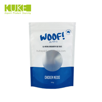 Sachet personnalisé imprimé en plastique pour aliments pour animaux de compagnie, emballage pour cou de poulet, pochette verticale réutilisable en aluminium Mylar pour friandises pour chiens et chats