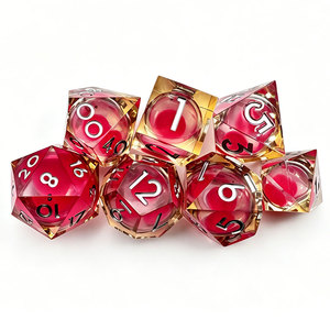 Transparent Red Fluid Chamber Sharpened Resin RPG <b>Dice</b> White Numerals Custom Gift Packaging For Game Retail Stores - Product Image 4