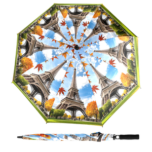 Paraguas de golf de apertura automática, doble cubierta, 130 cm de diámetro, con estampado de la Torre Eiffel, automático, resistente al viento, protección contra el sol y la lluvia. - Product Image 2
