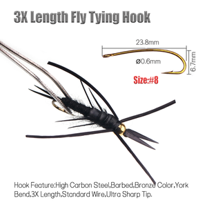 หัวลูกปัดทองเหลืองสีดำ STONEFLY Nymph ยางขาทองแดงลวดสลิงแมลงหนอนผีเสื้อเปียกปลาเทราท์เบสเหยื่อตกปลา - Product Image 3