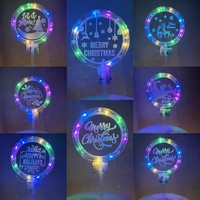 Nouvel arrivage Décoration de gâteau acrylique LED Joyeux Noël Fournitures de décoration de gâteau de Noël et du Nouvel An pour les fêtes