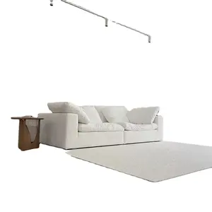 Minimalistisches Design Cloud-Sofa-Set schicke ruhige weiße Leinenstoff Holz-Haummöbel für Hof Wohnzimmer Outdoor-Anwendung