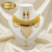 Conjunto de Joyería Árabe Chapado en Oro de 18K, Estilo Moderno, para Mujer, Joyería Africana, Gargantilla y Aretes para Boda Árabe en Dubái