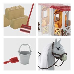 Set di giochi di figure di stalla di cavalli Set di giocattoli con stalla di cavallo con recinzione per bambini giocattoli di animali da fattoria - Product Image 3