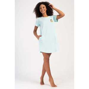 Túnica de manga corta con cuello redondo y bolsillo ovalado para mujer, ropa de dormir - Product Image 4