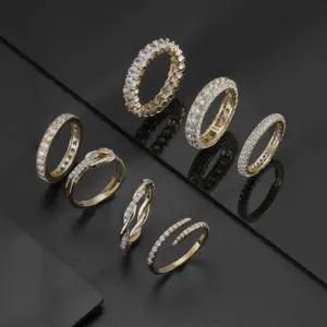 RINNTIN SR New Arrival Wedding Jewelry Unique Design 4A Zirconia Decoration Wholesale 14K Gold Plated 925 Sterling Silver Rings