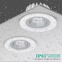 Downlights LED étanches 5W 7W 9W 12W 15W Spot rond anti-buée Toilettes Sauna Salle de bains IP65 COB Encastré LED Downlight