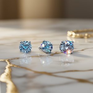 Orecchini a lobo classici con diamante taglio brillante rotondo, montatura a griffe in oro 6mm, gioielli raffinati unisex - Product Image 2