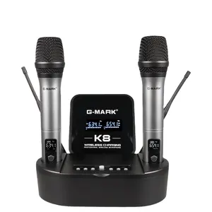 G-MARK K8 Professional Rechargeable 50M Effective Distance Dual Channel UHF Wireless Microphone For Weddings Performances