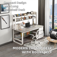 Bureau d'ordinateur debout en bois simple et moderne avec petite étagère et bureau pour étude ou chambre à coucher