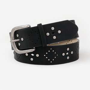 Ceinture en jean de luxe pour femmes personnalisable longueur réglable Rivet incrusté cuir creux boucle en métal/alliage ceintures en plastique PU - Product Image 2