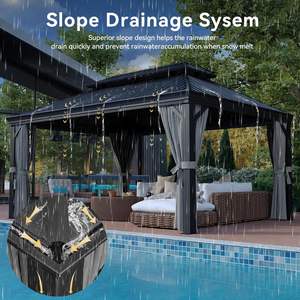 Gazebo à toit rigide <span class=keywords><strong>permanent</strong></span> en aluminium avec double toit en acier galvanisé pour patio, pelouse et jardin - Product Image 5