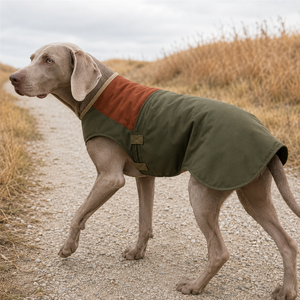 Manteau classique en toile pour chien vert olive avec panneau antirouille, gilet sans manches coupe-vent pour usage extérieur - Product Image 1