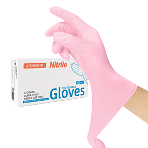 6mil Pulver <span class=keywords><strong>Latex</strong></span> frei strukturierte Untersuchung Nitril Pink Einweg handschuhe für den Haushalt - Product Image 1