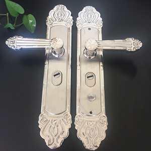 Poignée de porte européenne en laiton massif, antivol, moderne, argentée, ambidextre, grande poignée d'entrée pour villa, quincaillerie de qualité supérieure - Product Image 2