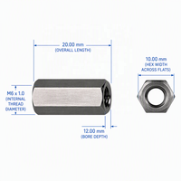 Conector de Extensión Hexagonal de Alta Resistencia de Titanio Ti6Al4V Gr5 CNC Personalizado para Ensamblaje Industrial