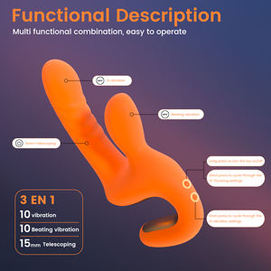 Lüks USB şarj edilebilir turuncu silikon su geçirmez IPx6 yapay penis kadın tavşan vibratör değnek G Spot emme klitoral stimülatör CE - Product Image 4