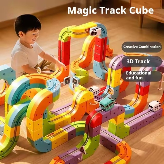 Creative Slot Toys Electric Magnetic Levitation Train Track 3D DIY Magnetic Railcar Educational Toys Birthday Gifts Children