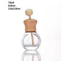 8ml Vide Suspendu Désodorisant Pendentif Voiture logo Vent air Boule Ronde Carré En Bois Cap Verre Voiture Diffuseur De Parfum Bouteille