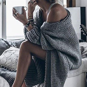 Cárdigan de punto grueso de <span class=keywords><strong>invierno</strong></span> de talla grande para <span class=keywords><strong>mujer</strong></span>, abrigo de suéter extragrande de punto grueso, cárdigan largo de punto de ganchillo pesado - Product Image 6