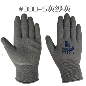 Gants de travail en nylon et latex, antidérapants, respirants, pour droitiers et gauchers, 380 5, avec revêtement en caoutchouc plissé. - Product Image 3