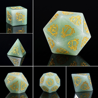 Dés à jouer polyédriques D6 D20 verts faits à la main en jade Donglin, en pierre naturelle, pour D&D, Dragons & Dungeons, et jeux de rôle (RPG)