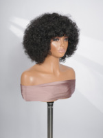 Perruque Bob Bouclée Couleur Naturelle, Faite à la Machine, Prête à Porter, Cheveux Remy avec Frange, Pré-stylisée, Sans Colle, Densité 180%, Facile à Porter