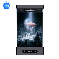 Aquarium compact multi-usages en verre pour poissons anges - Écologique, 1,6 L, aquarium de bureau avec emballage en carton