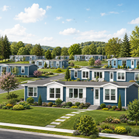 Maison modulaire à ossature légère en acier, style moderne, à un étage, pour habitation résidentielle, avec faible entretien et installation facile