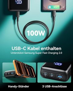Cargador Portátil <span class=keywords><strong>INIU</strong></span> de 25000 mAh, Carga Rápida PD de 100 W, Banco de Energía con Pantalla Digital, Múltiples Puertos USB C, Batería <span class=keywords><strong>Externa</strong></span> para Teléfono Móvil - Product Image 3
