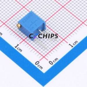 ตัวต้านทาน/โพเทนชิโอมิเตอร์แบบปรับได้สำหรับ3266X-504-LF ผ่านชิ้นส่วนรู (THT)-3P, ตัวต้านทาน6.8x4.7มม. 500Kohm 10% 500 250mw ppm/℃ - Product Image 1