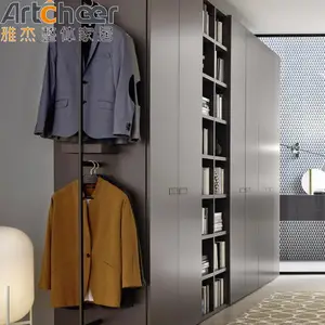 מודרני ארון פינה ארון בגדים פינה ארון אחסון אפור ארון אחסון אפור דלת הזזה קטנה עיצוב פשוט