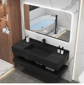 Fregadero de superficie sólida para baño de Hotel, lavabo integrado Rectangular, doble mármol flotante, fregadero de cocina triangular moderno SIMU 2001