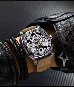 New Design Features Double-sided Hollowed Out Leather Luminous Unique Chronograph Automatic <b>Mechanical</b> <b>Watch</b> for Men - Product Image 4