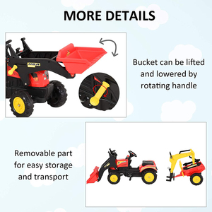 Bambini i Bambini Pedale Trattore Giro Sul Giocattolo Auto Escavatore Trattore Con Benna Rimovibile Digger - Product Image 3