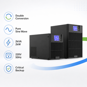 Onduleur en ligne 2kVA 2kW, facteur de puissance 1.0, onde sinusoïdale pure, monophasé 230Vac pour salle serveur, équipement réseau et alimentation de secours critique - Product Image 1