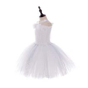 Tutu da ragazza abiti da bambina abito in Tulle di pizzo soffice bianco con ali d'angelo Performance festa di compleanno abiti per bambini - Product Image 3
