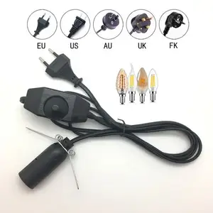 Cordon d'alimentation secteur pour lampe à sel Eu Us Uk avec gradateur en ligne et câble de support de lampe E14 interrupteur marche arrêt gradateur de lumière