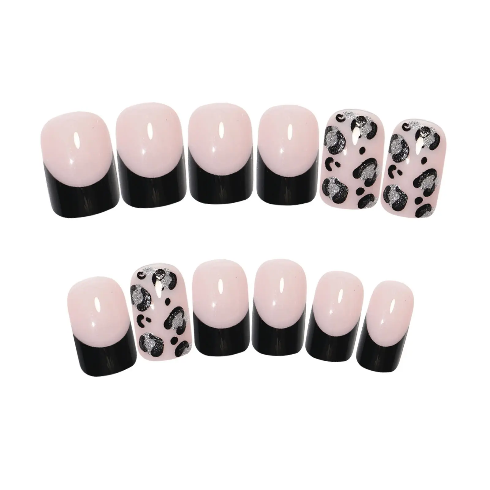 Wholesale Custom Black Leopard Print Long Full over Ballerina press on adhesion nails Removable Wearing nail Art Tips