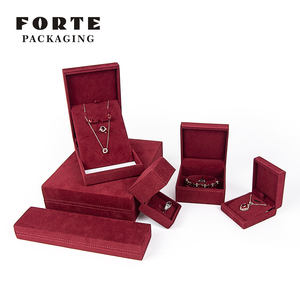 Коробка для украшений FORTE Burgundy, темно-красный бархатный набор, персонализированная коробка для колец и подвесок с логотипом, фланелевые шкатулки для ювелирных изделий - Product Image 4