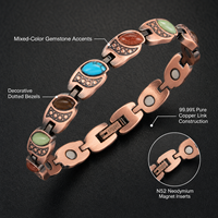Bracelet ajustable tendance en pierre de cristal turquoise pour femmes et hommes, bijoux de guérison pour soulager l'arthrite, bracelet magnétique en cuivre pur