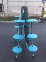 Ensemble de tables et chaises pliantes de jardin pour 12 personnes, tables et chaises de cantine scolaire en acier, salle à manger