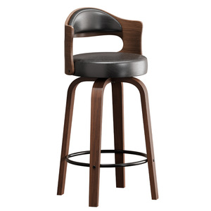 LingTuo Solid Wood Bar Stool Modern Minimalist 360 Rotatable Swivel Back Chair For Home Bar Use - Product Image 5