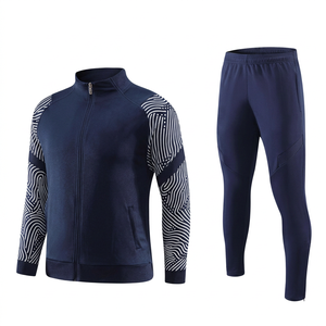 Men's Green Tracksuit Set Full Sleeve Zipper Jacket With Red Geometric Pattern Sporty Athletic Pants Quick Dry Autumn Wear - Product Image 3