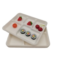 Plateau d'assiette de bagasse de canne à sucre compostable et biodégradable à 5 compartiments pour restaurant
